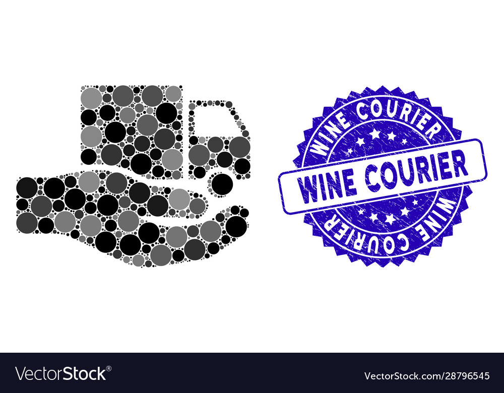 Mosaic delivery service hand icon with grunge wine