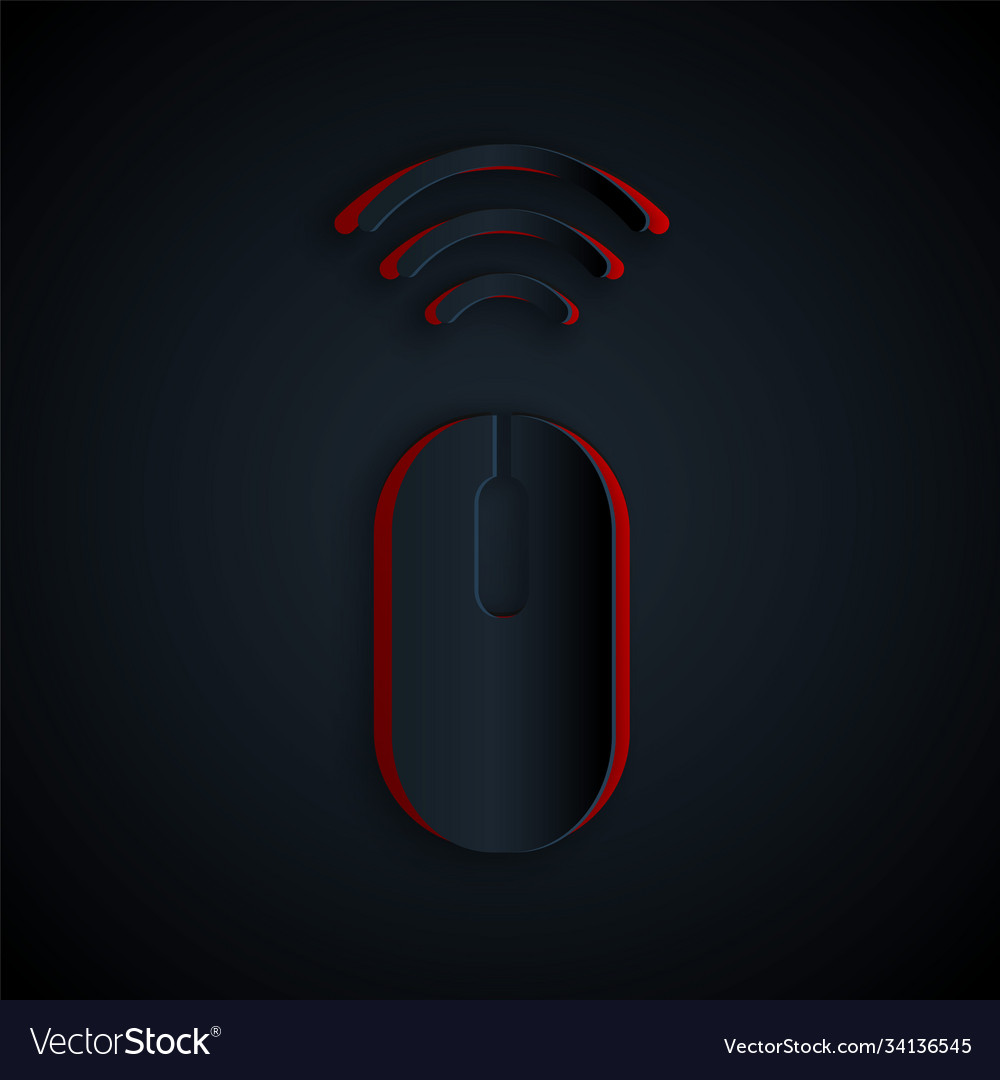 Paper cut wireless computer mouse system icon