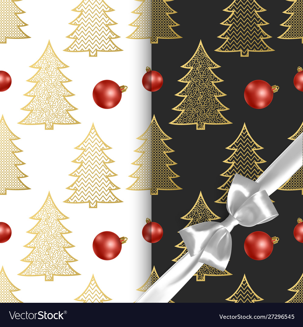 Seamless christmas patterns with trees