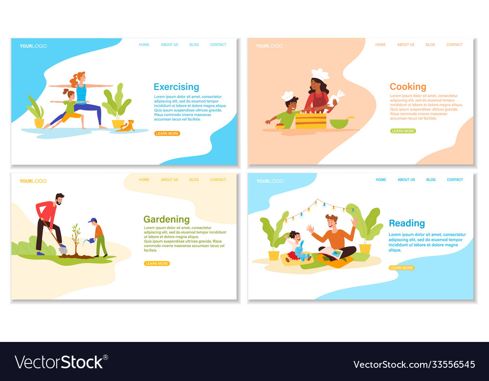 Set four activities with parents and kids Vector Image