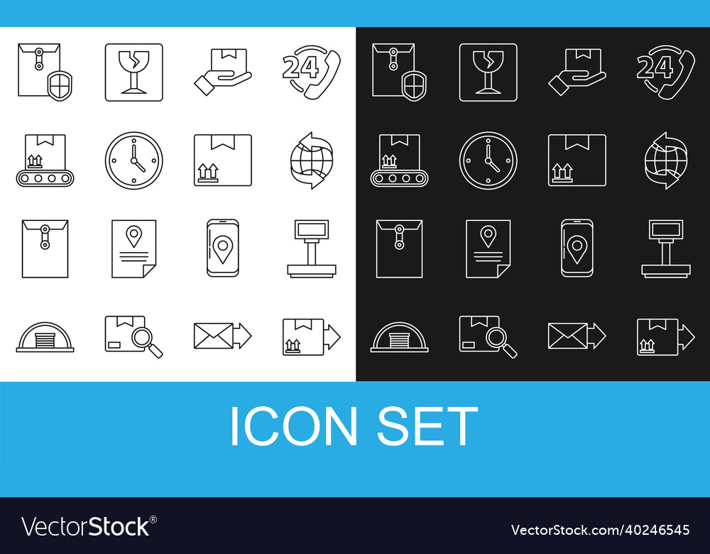Set line cardboard box with traffic symbol scale