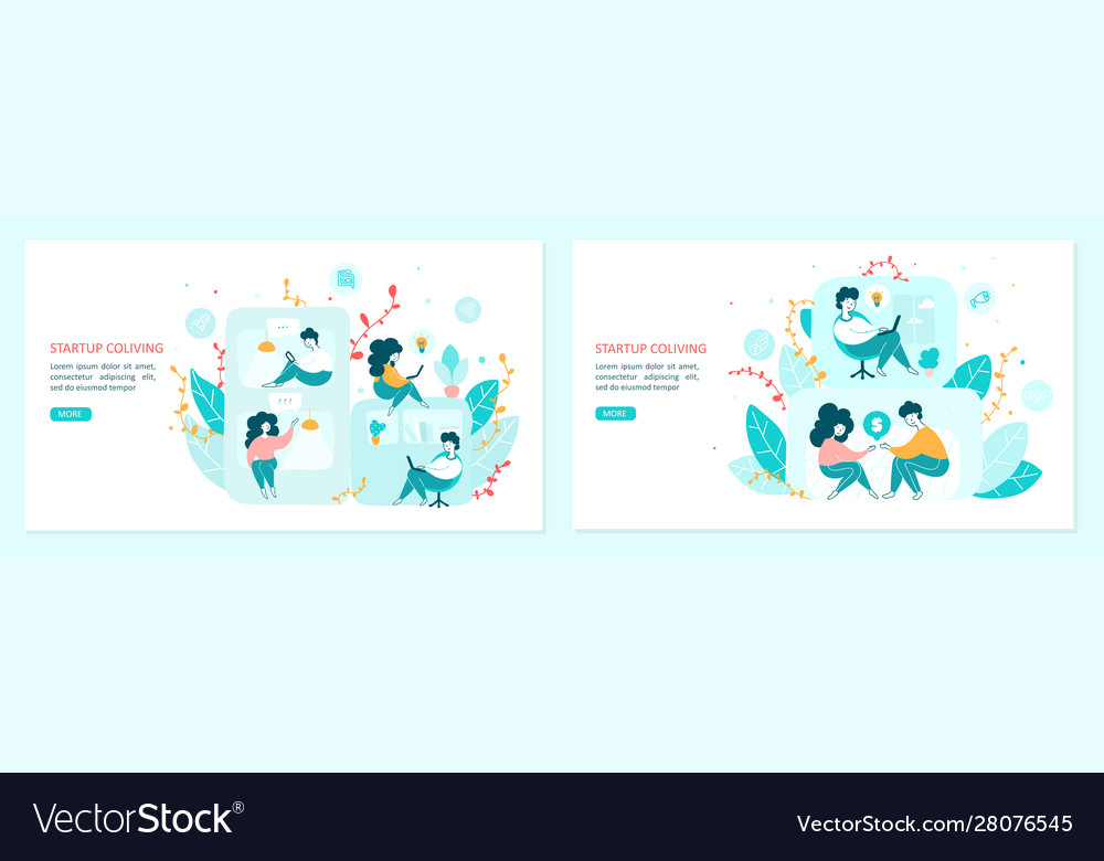 Startup coliving landing page templates set