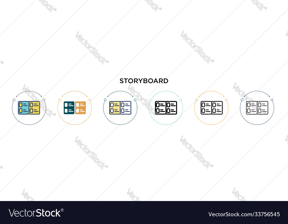 Storyboard icon in filled thin line outline