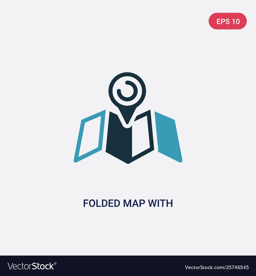 Two color folded map with placeholder icon from