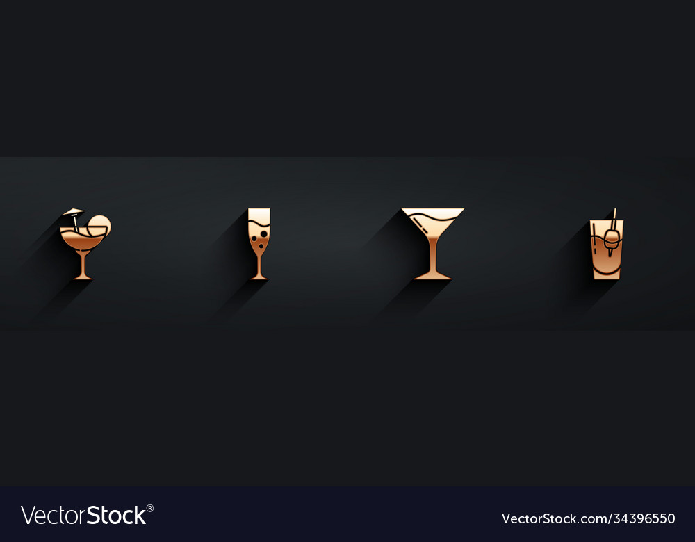 Champagner Martini Icons Set