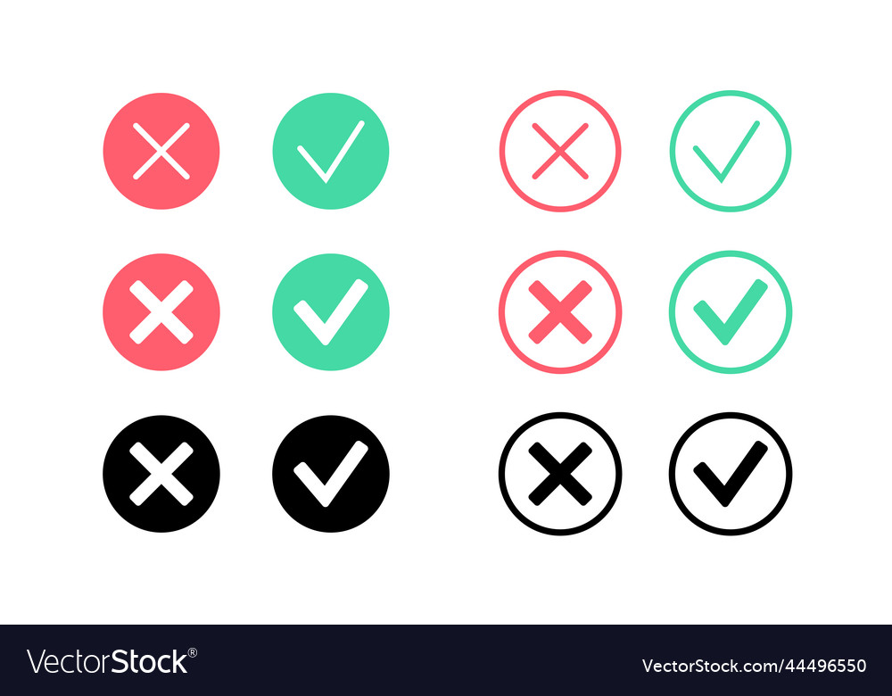 Checkmark and Cross Icon Set