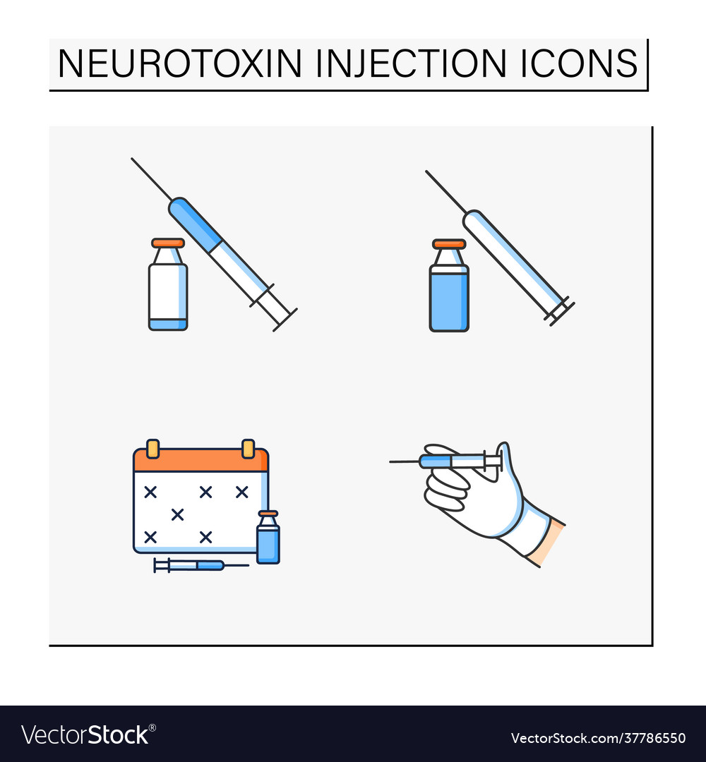 Cosmetic injection color icons set