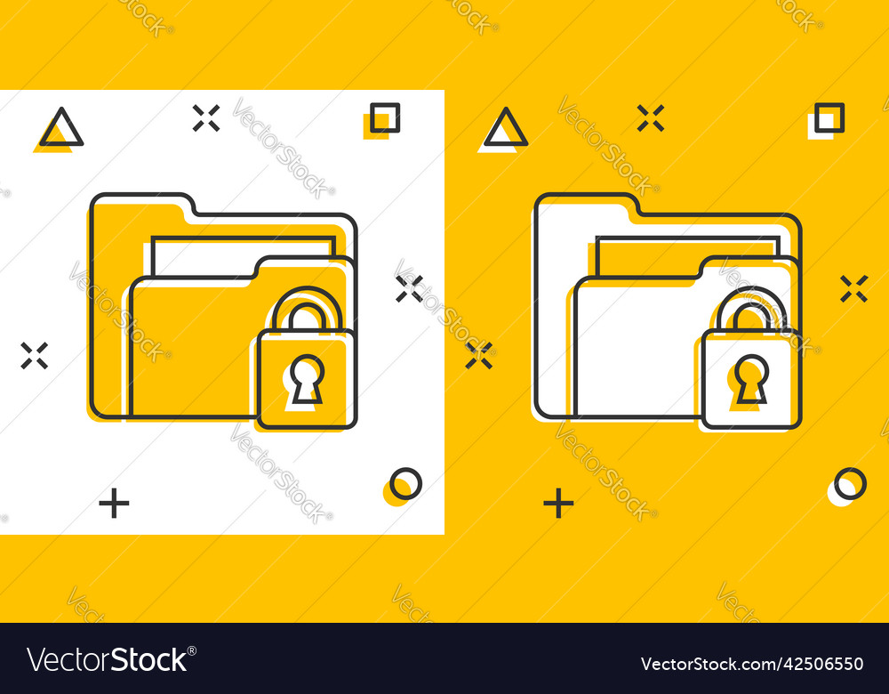Files folder permission icon in comic style vector image Files folder permission icon in comic style