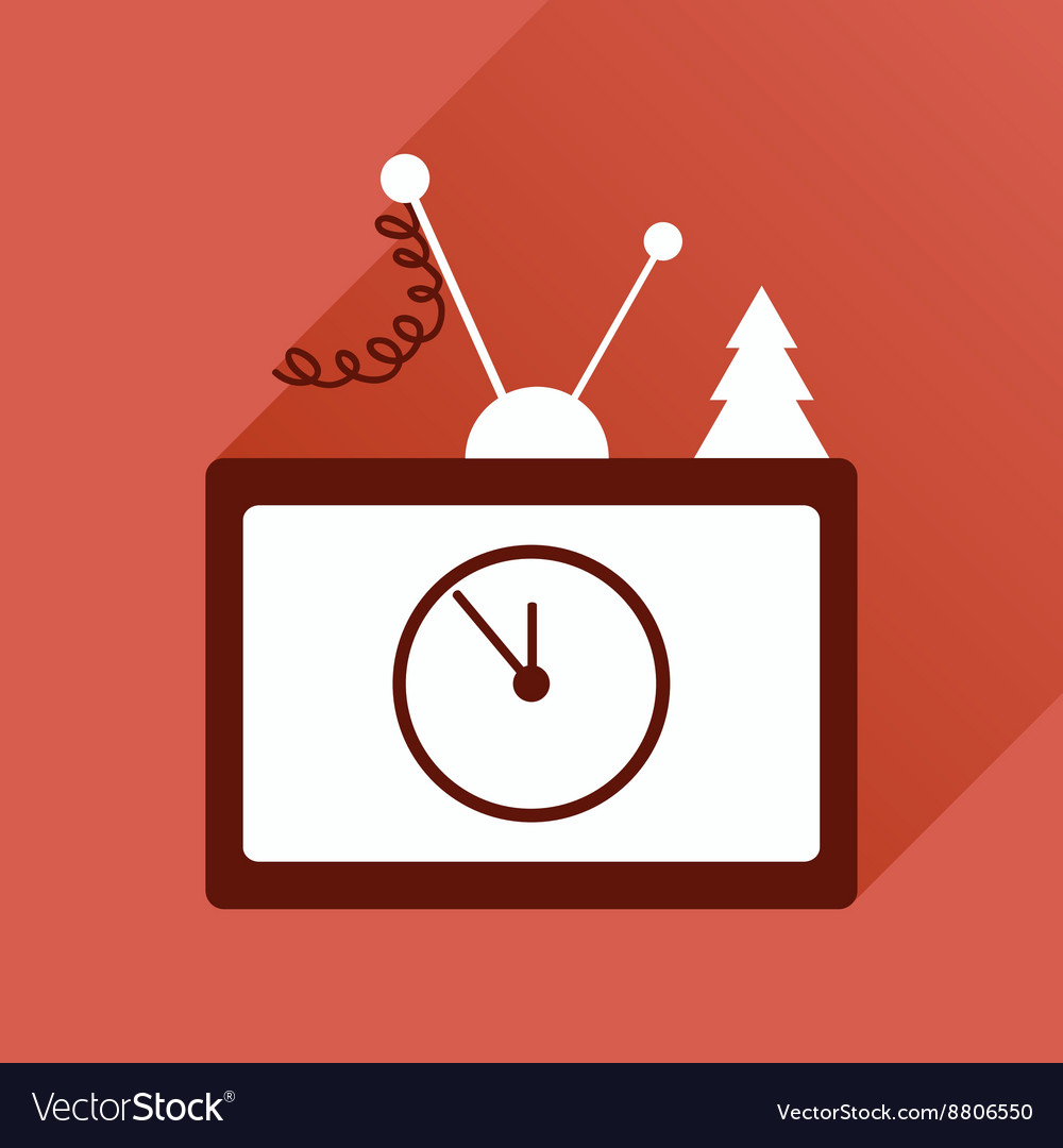 Flat icon with long shadow christmas tv