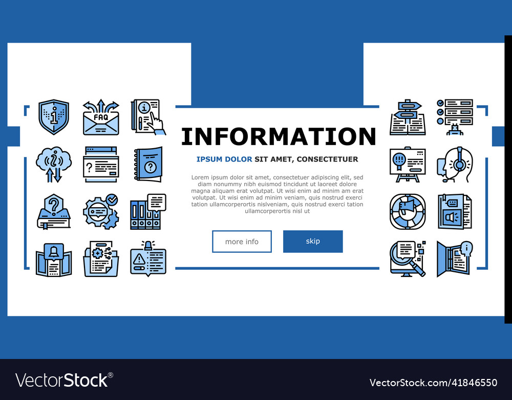 Information and client supporting landing header vector image Information and client supporting landing header