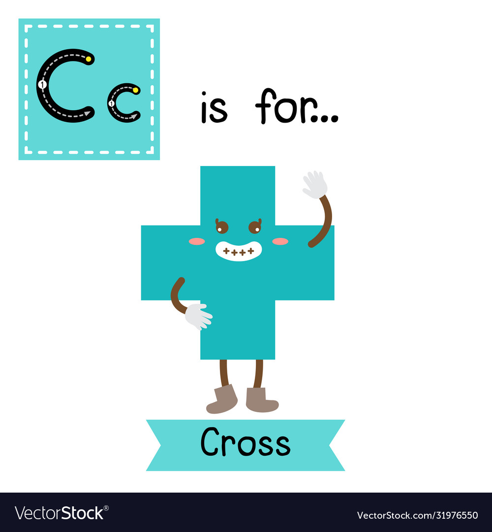 Letter c tracing cross shape