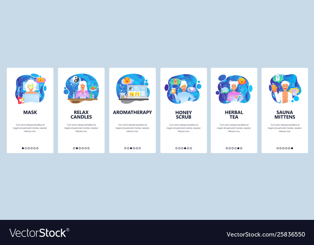 Mobile app onboarding screens beauty salon