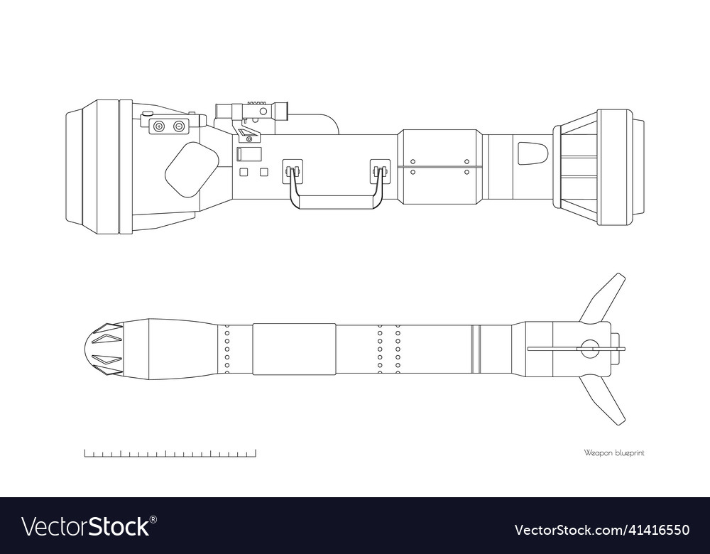 Outline rocket launcher side view antitank rifle Vector Image