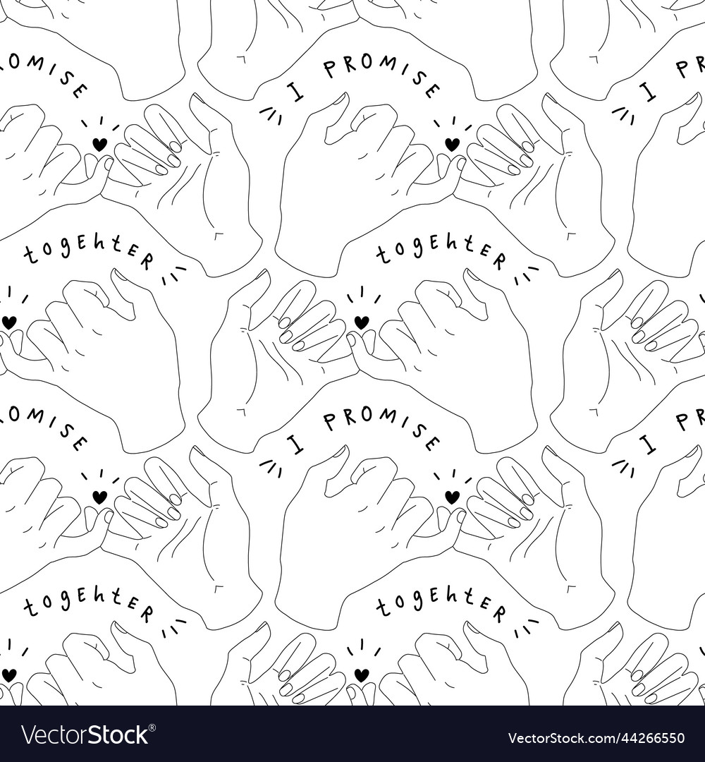 Pinky promise seamless pattern outline of hands