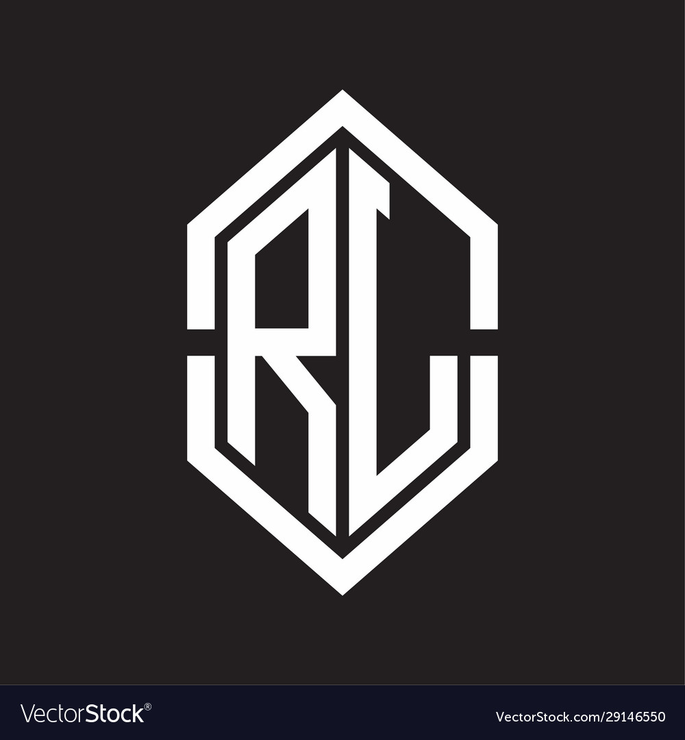 Rl logo monogram with hexagon shape and outline vector image Rl logo monogram with hexagon shape and outline