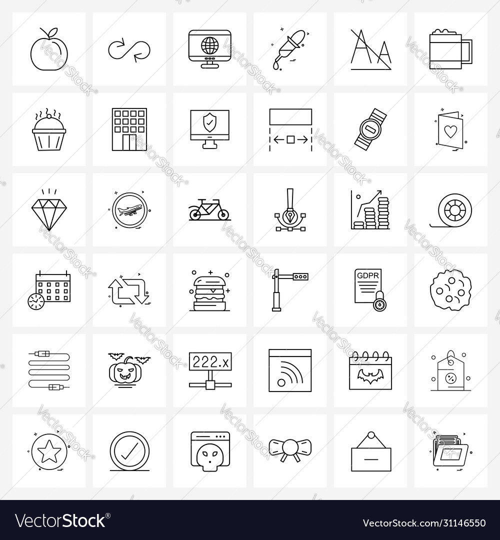 Set 36 simple line icons beer type computer