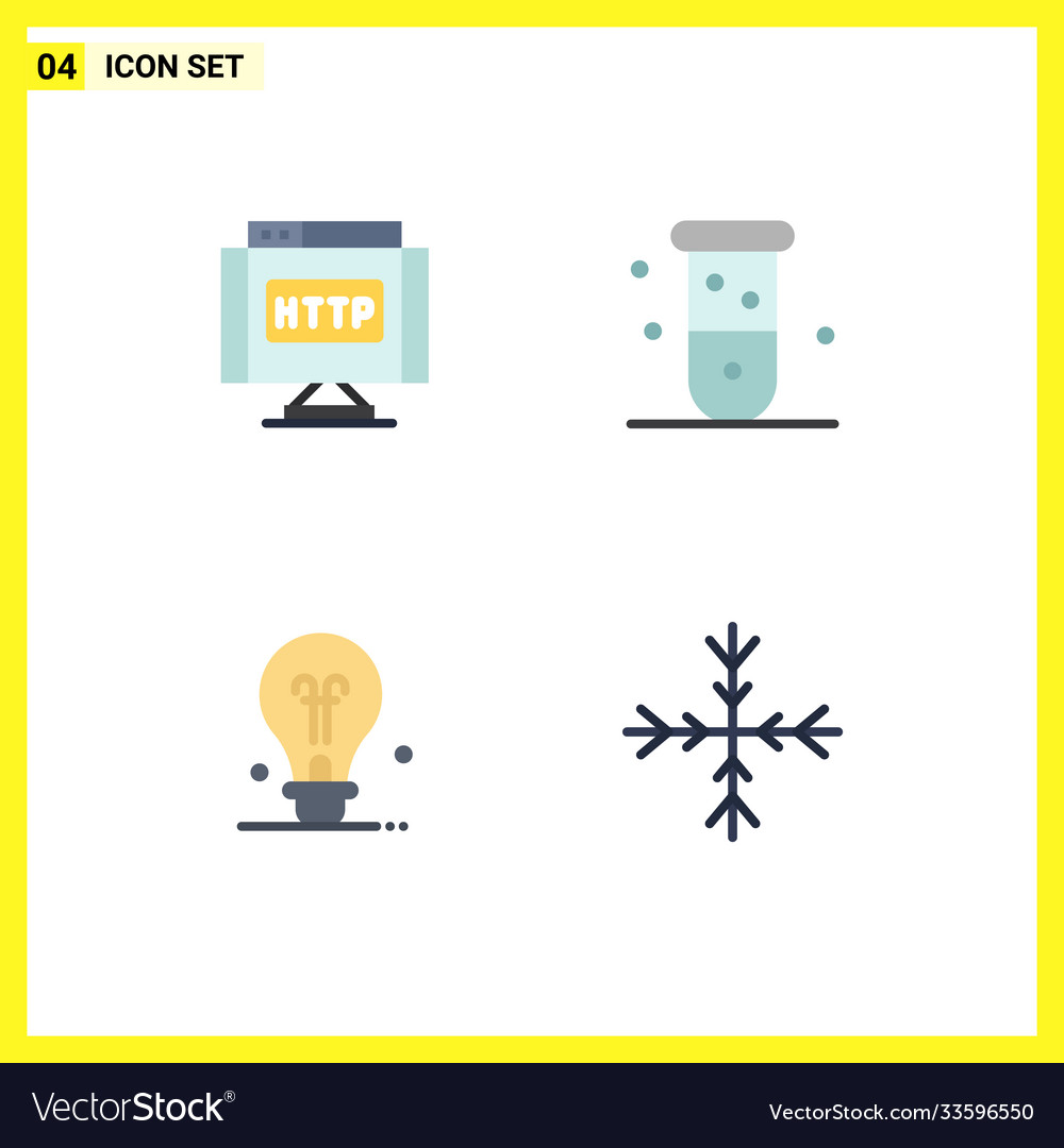 Set 4 flat icons on grid for domain bulb link