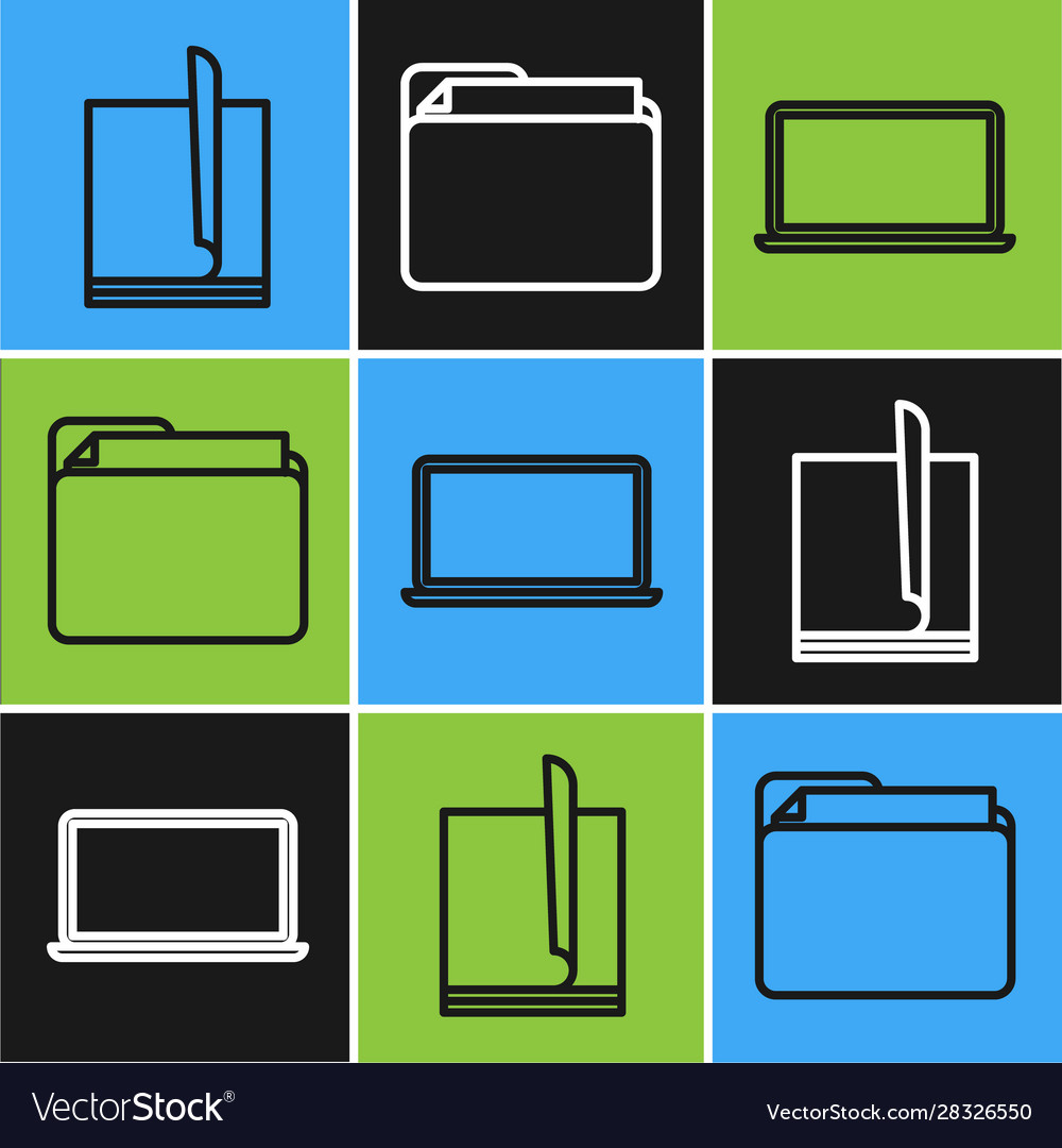 Set line file document laptop and folder