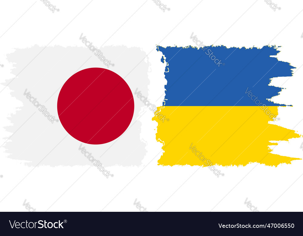 Ukraine and japan grunge flags connection