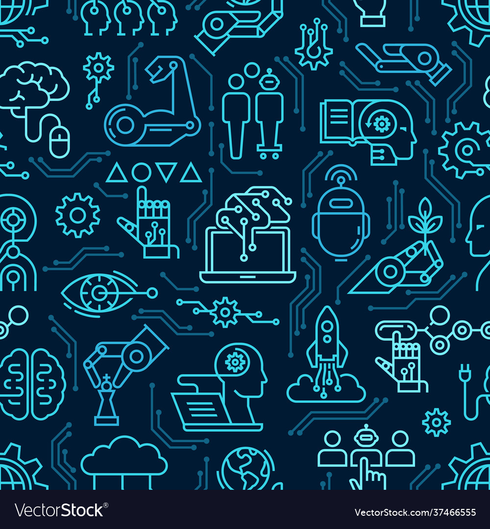 A seamless pattern robotics icons computers vector image A seamless pattern robotics icons computers