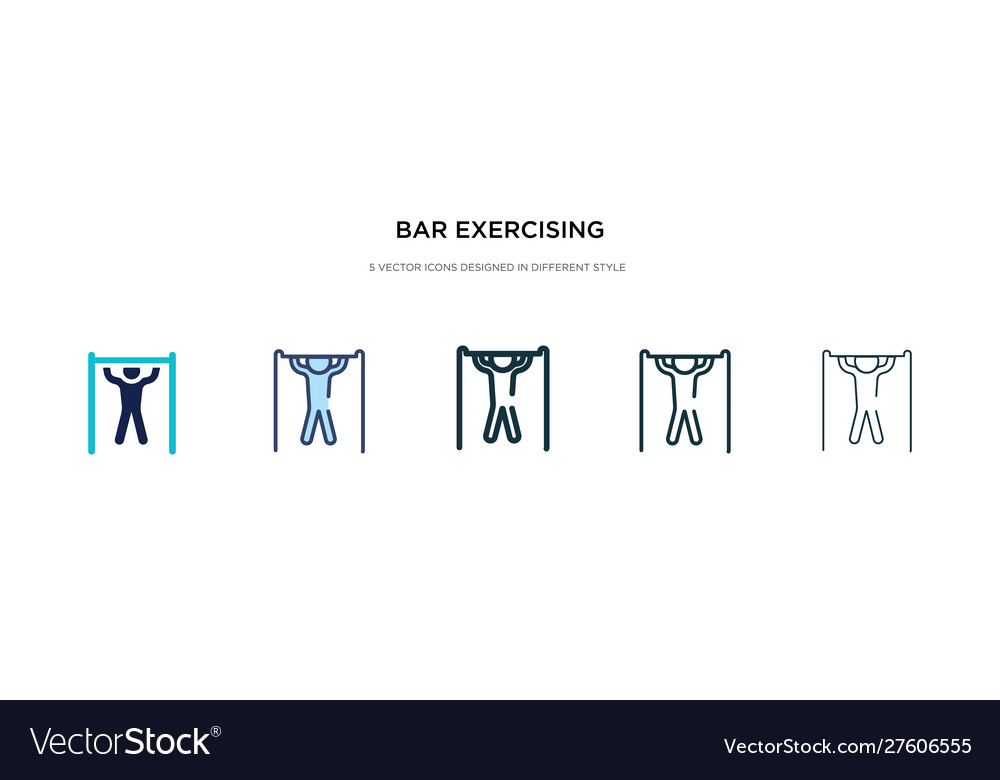 Bar exercising icon in different style two vector image Bar exercising icon in different style two