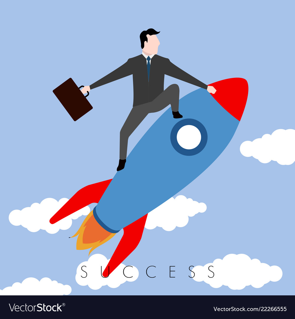 Businessman riding a rocket success business Vector Image