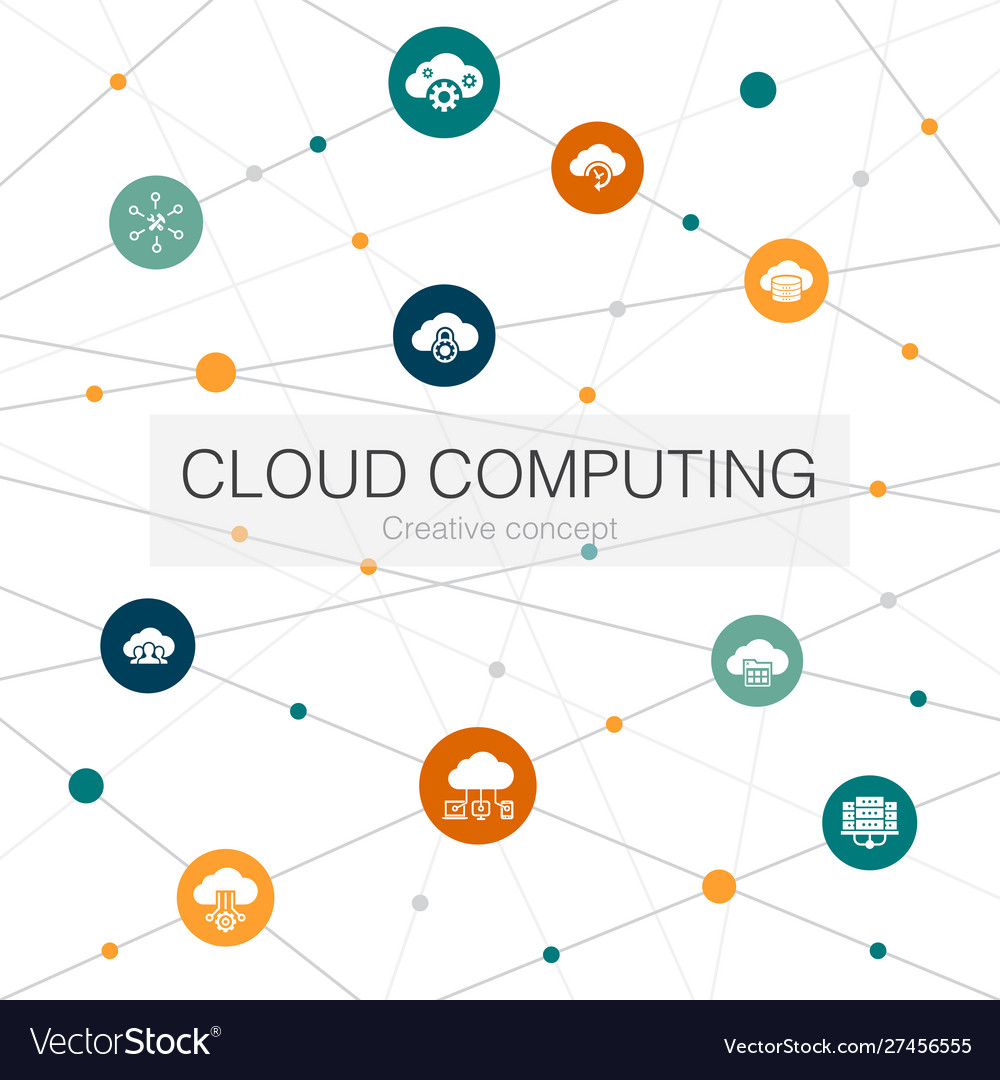 Cloud computing trendy web template with simple