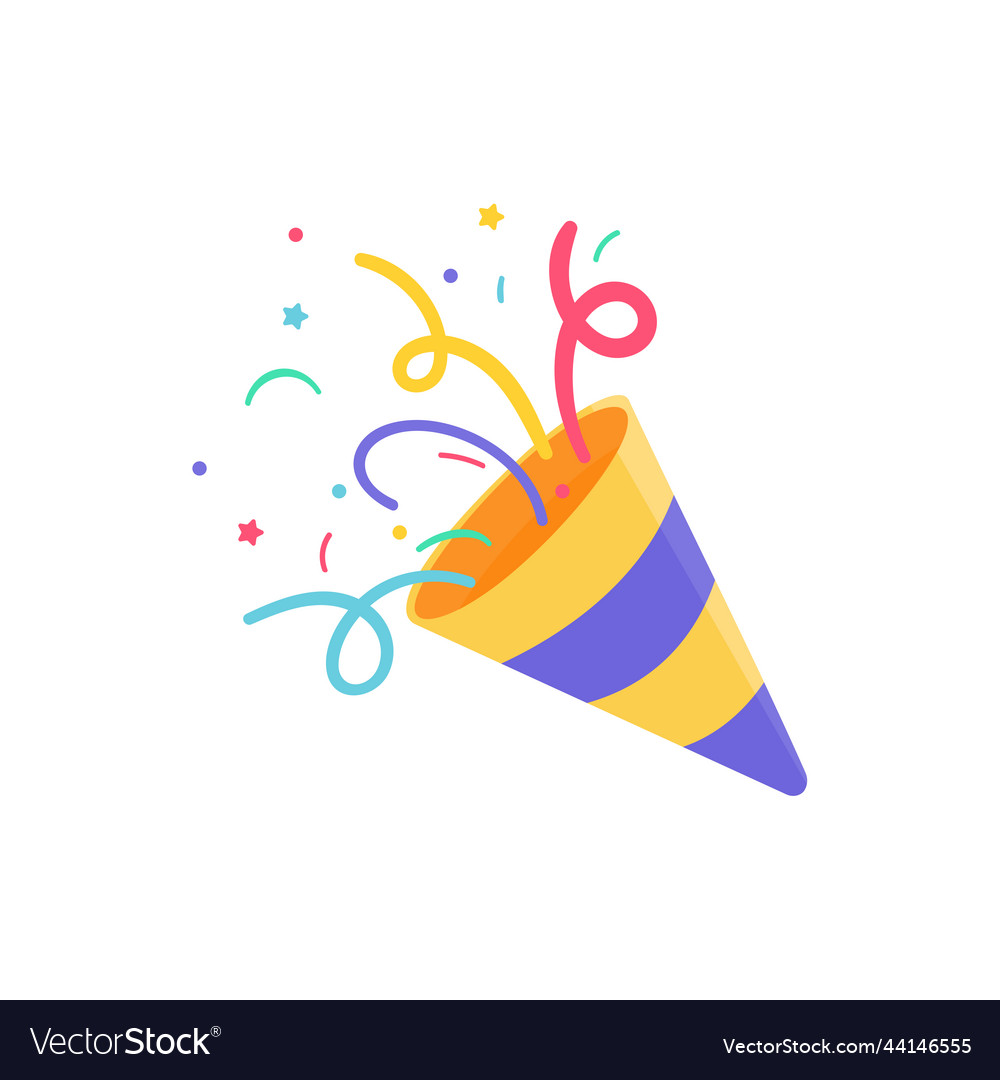 Fireworks draws a party confetti floating from