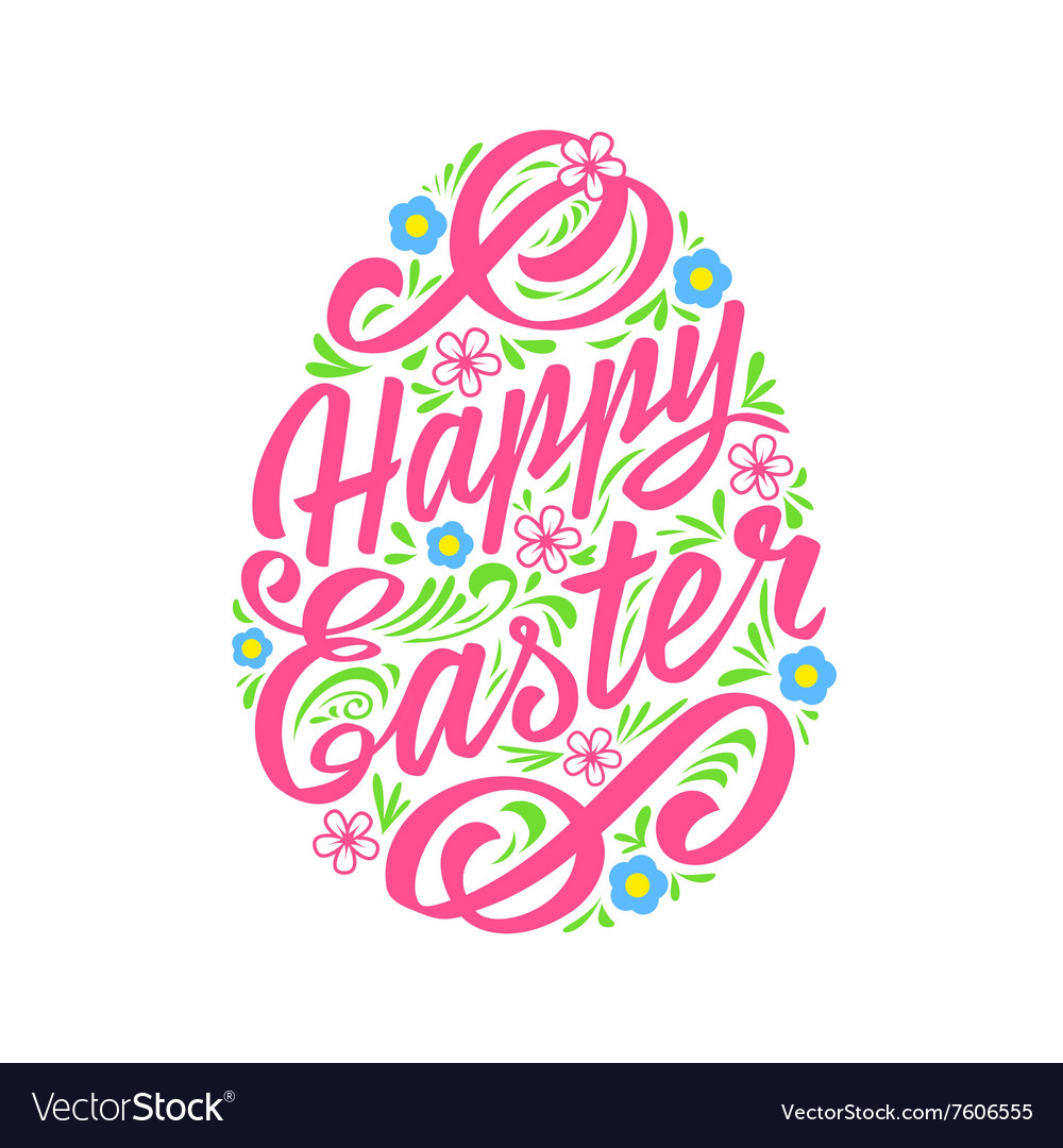 Happy easter greeting card hand-drawing lettering