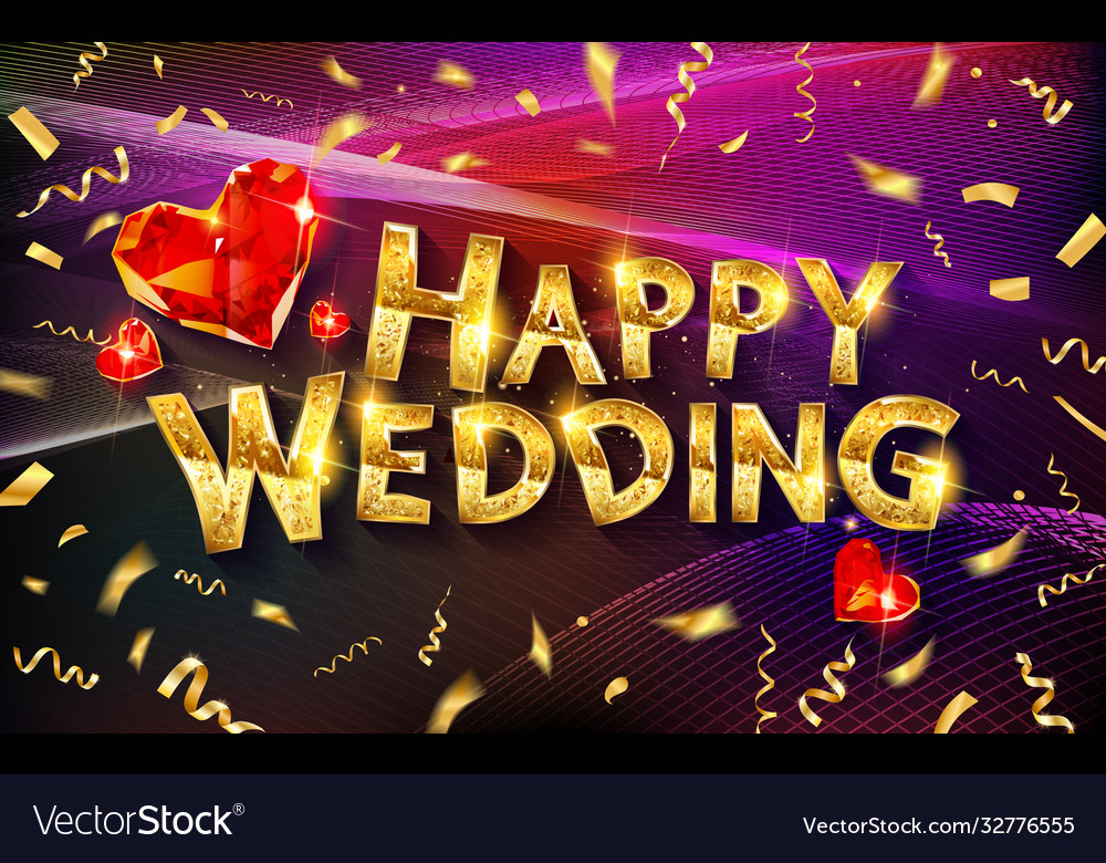 Happy wedding greeting card vector image Happy wedding greeting card