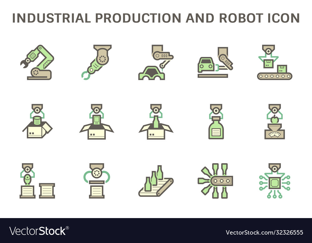 Industrial production icon such as robot