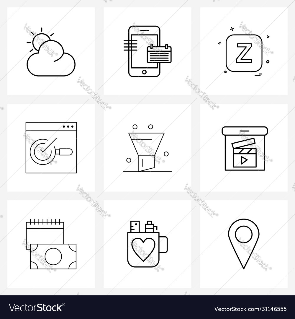 Modern style set 9 line pictograph grid based