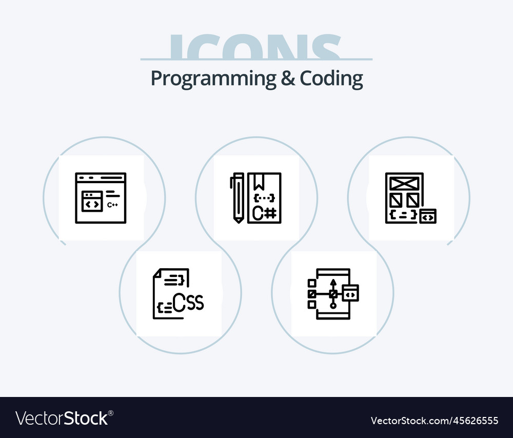Programming and coding line icon pack 5