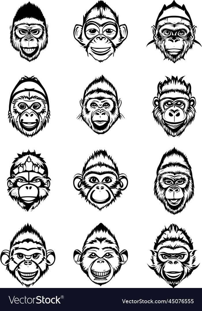 Vector logo set with Monkey. suitable for company logo, print