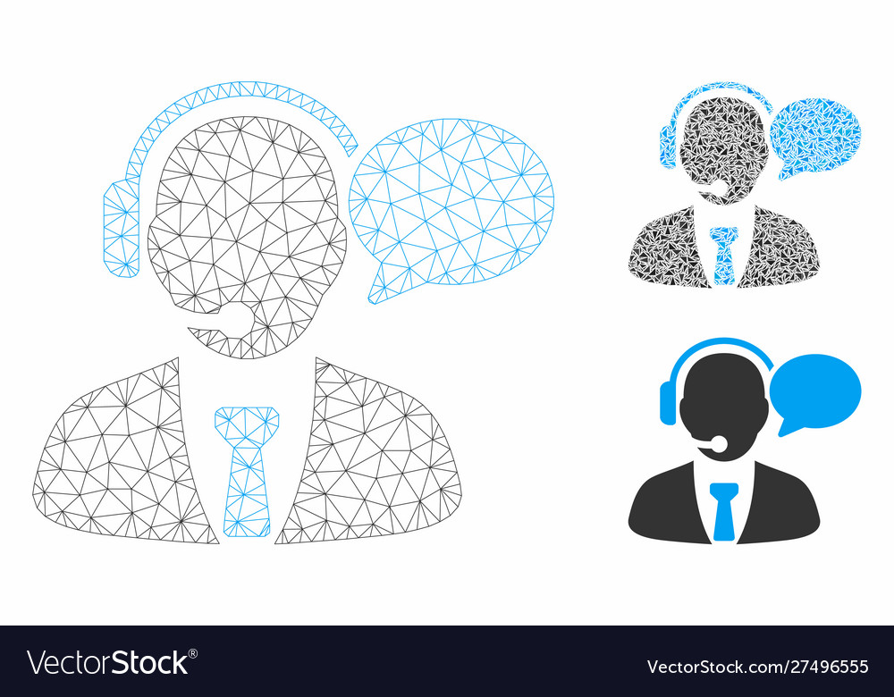 Support manager message mesh carcass model vector image Support manager message mesh carcass model