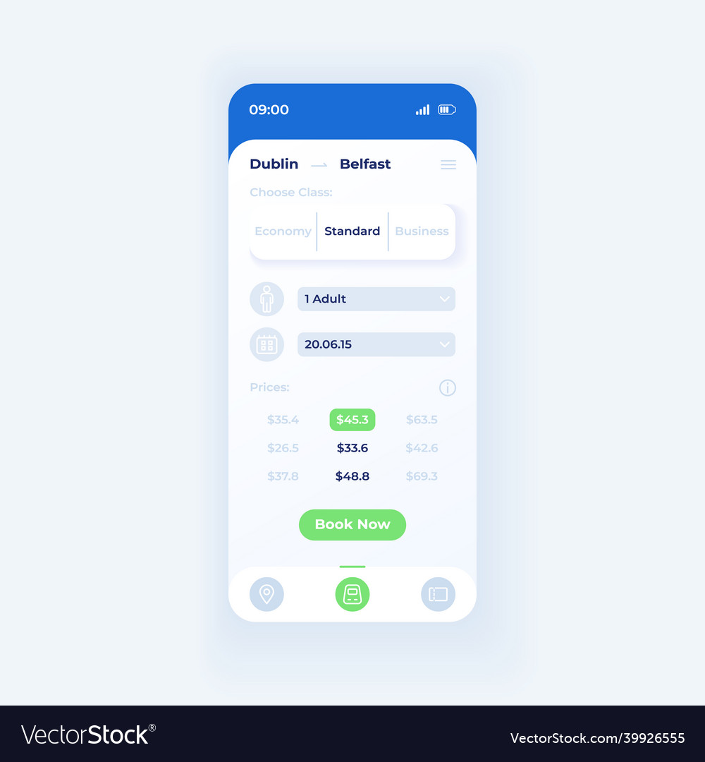 Tickets ordering application smartphone interface vector image Tickets ordering application smartphone interface