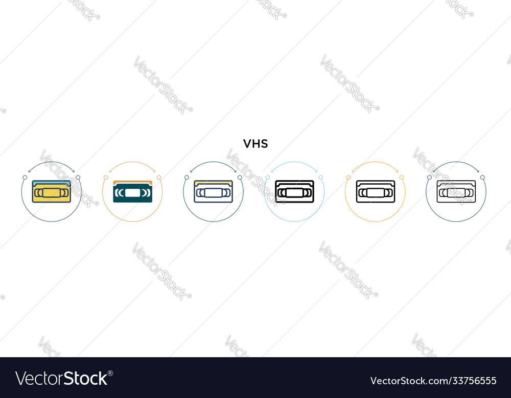Vhs-Symbol in gefüllter dünner Linie Kontur und Schlaganfall