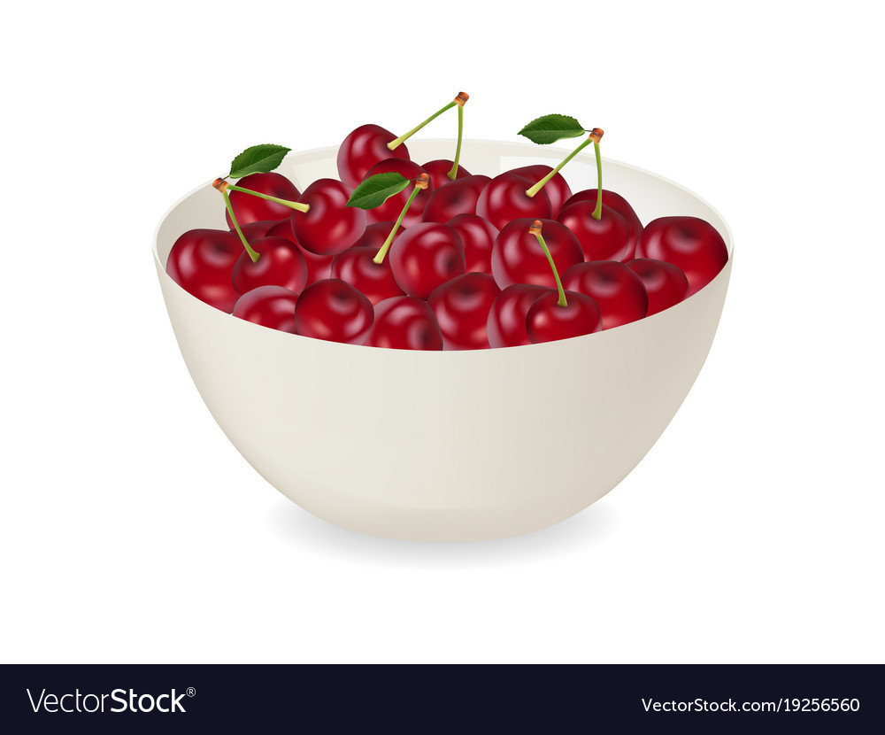 A plate of delicious juicy cherries Royalty Free Vector