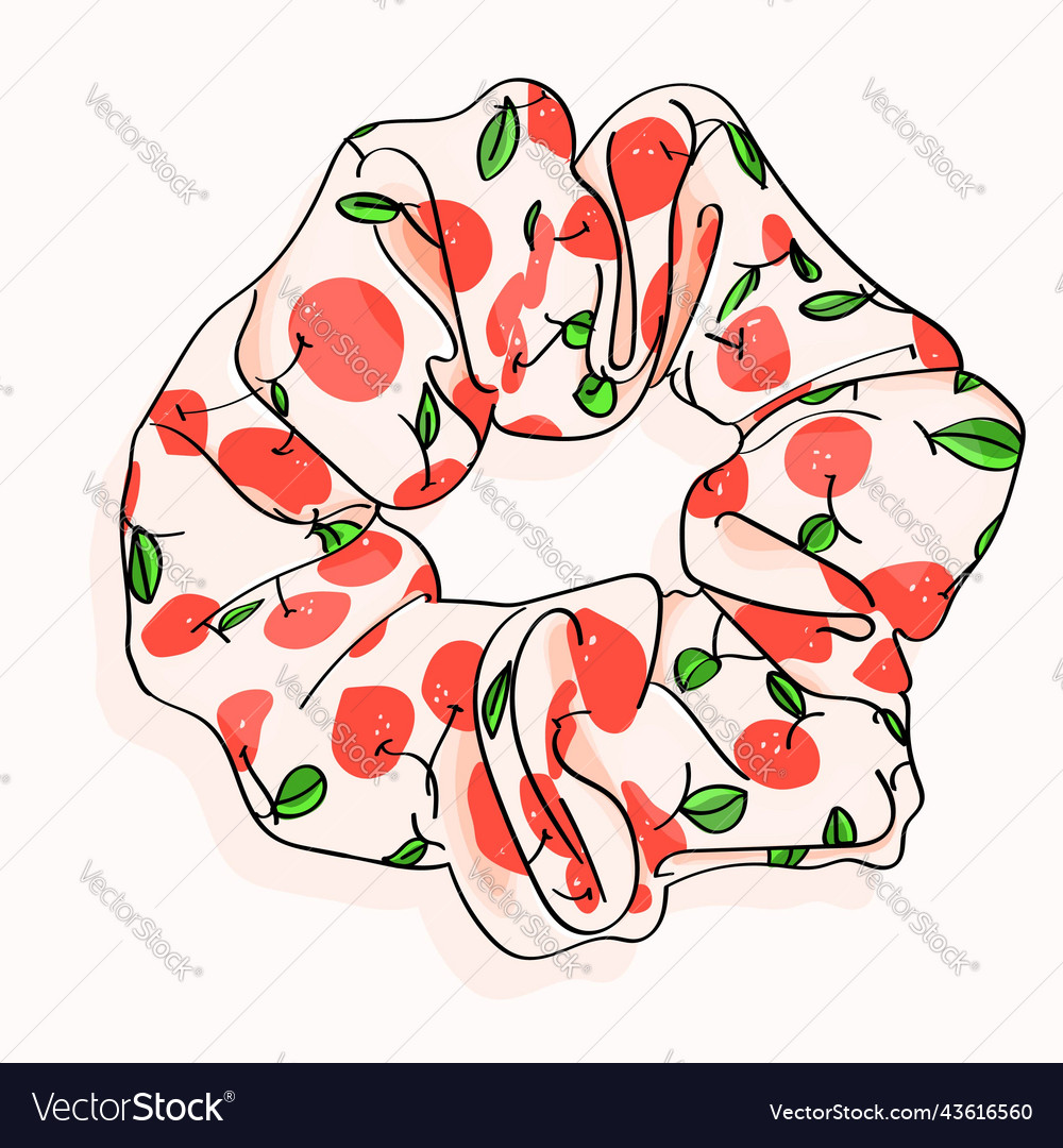 Beautiful fruity texture hair scrunchie Royalty Free Vector