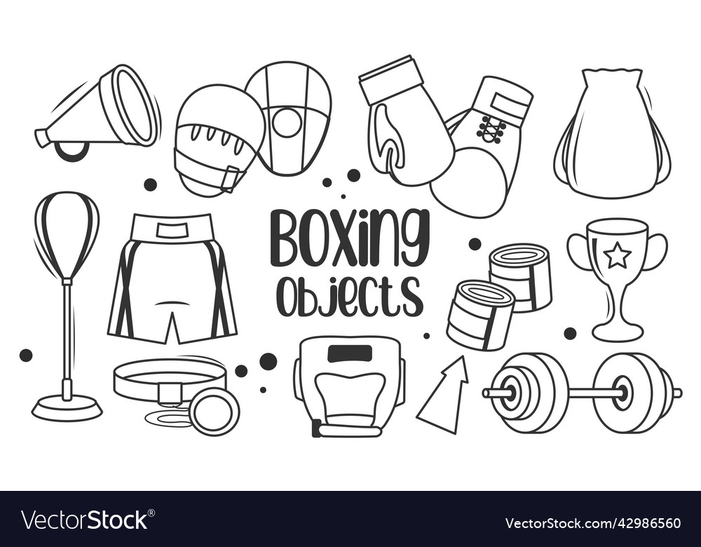 Cute boxing object doodle element Royalty Free Vector Image