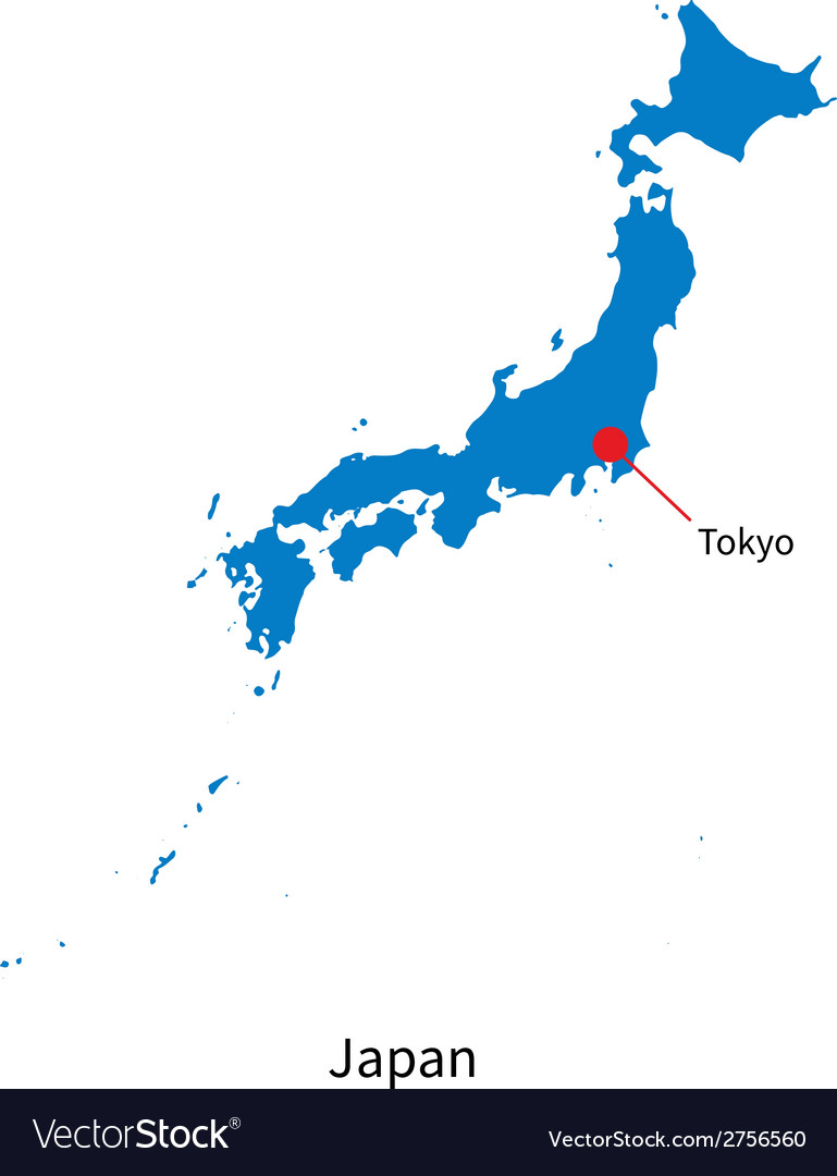 Map Of Japan Tokyo Detailed map of Japan and capital city Tokyo Vector Image