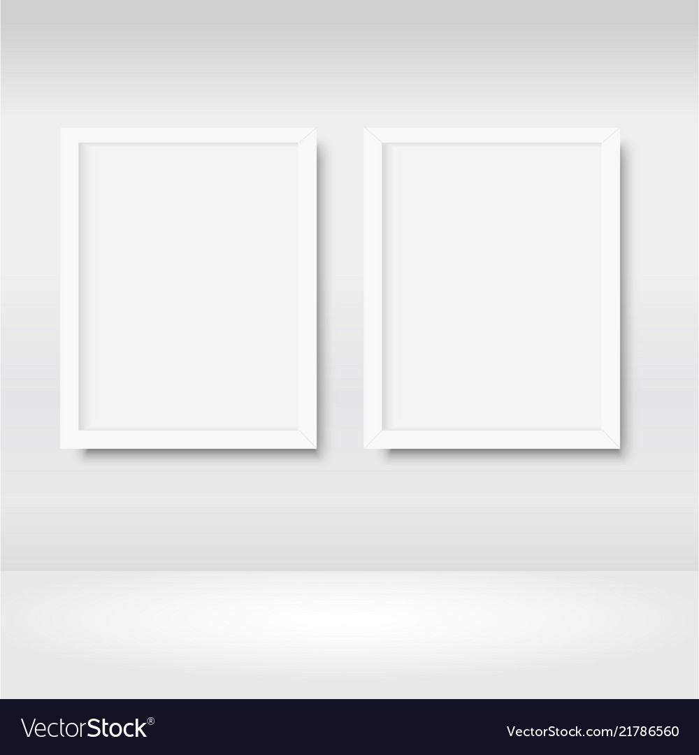 Empty frames on the wall in gallery with lights vector image Empty frames on the wall in gallery with lights