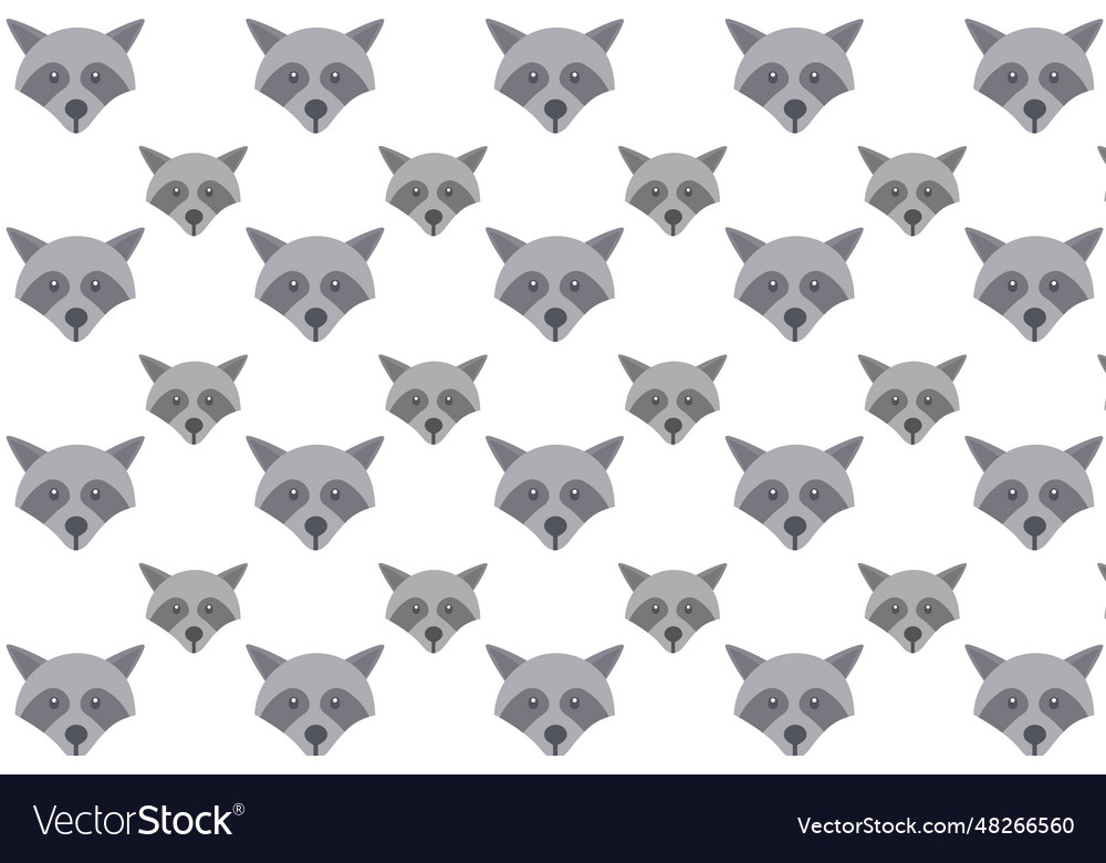 Flat racoon head pattern background