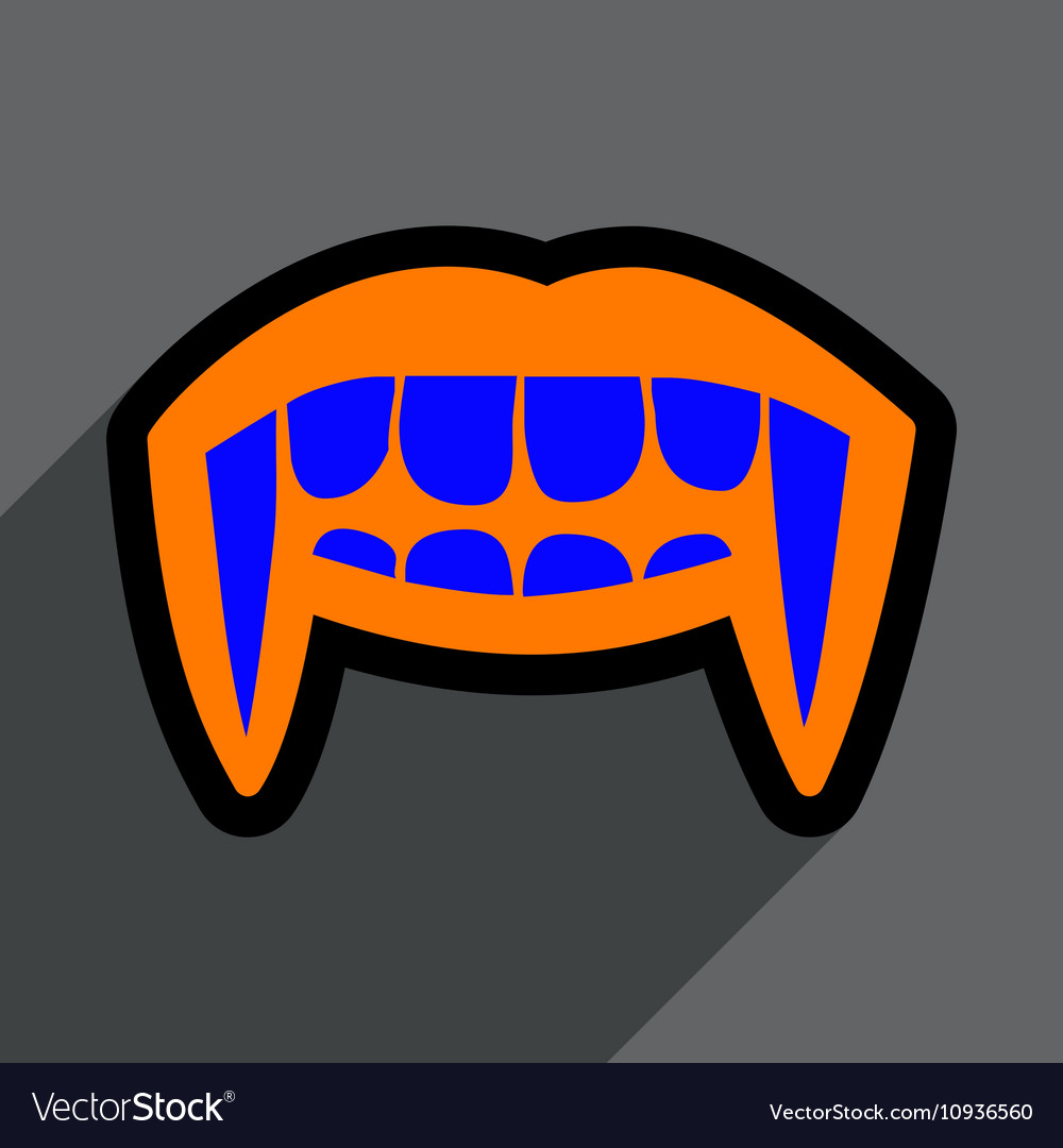 Flat with shadow icon vampire teeth a bright