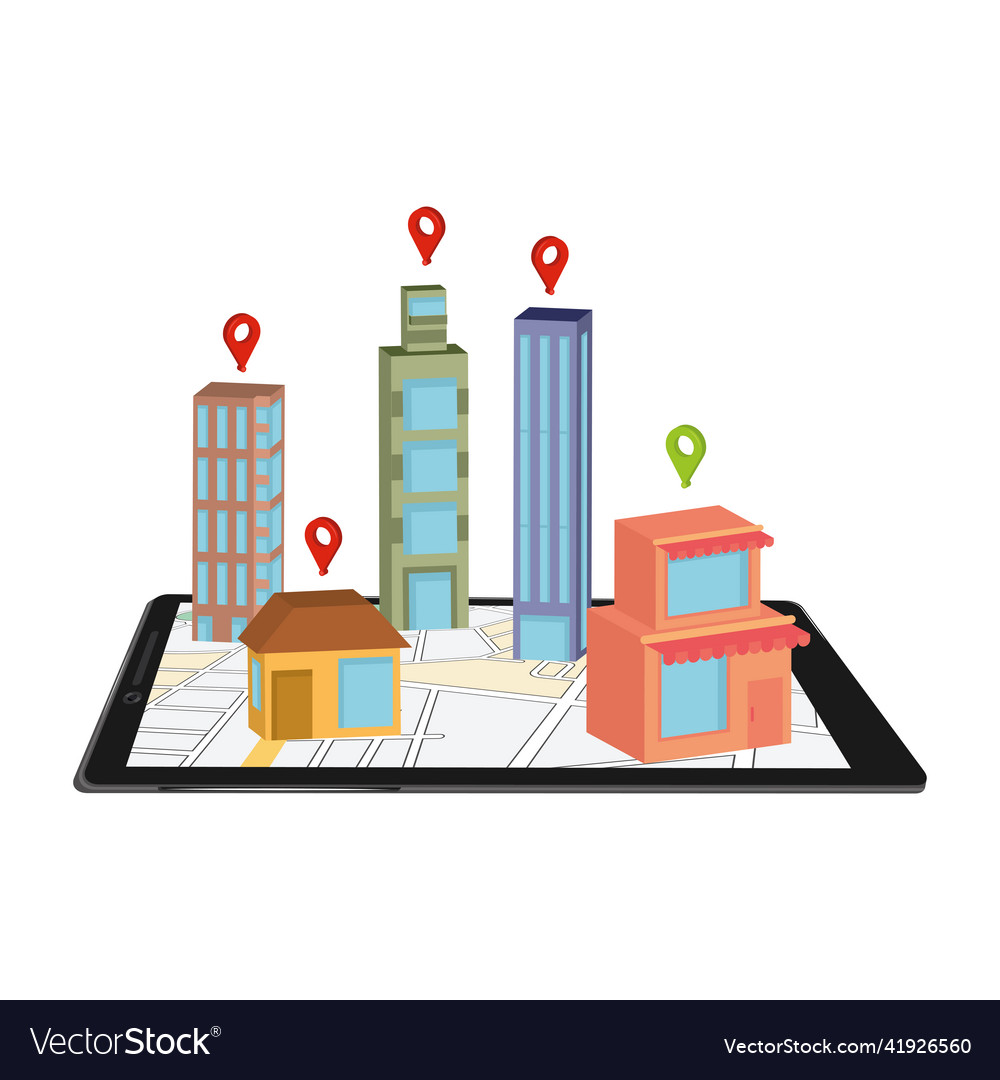 Isolated cellphone with an application map and 3d