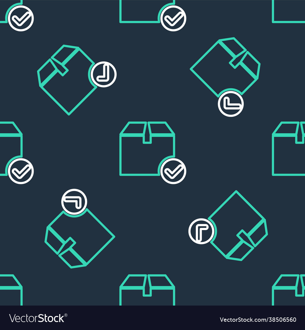 Line package box with check mark icon isolated