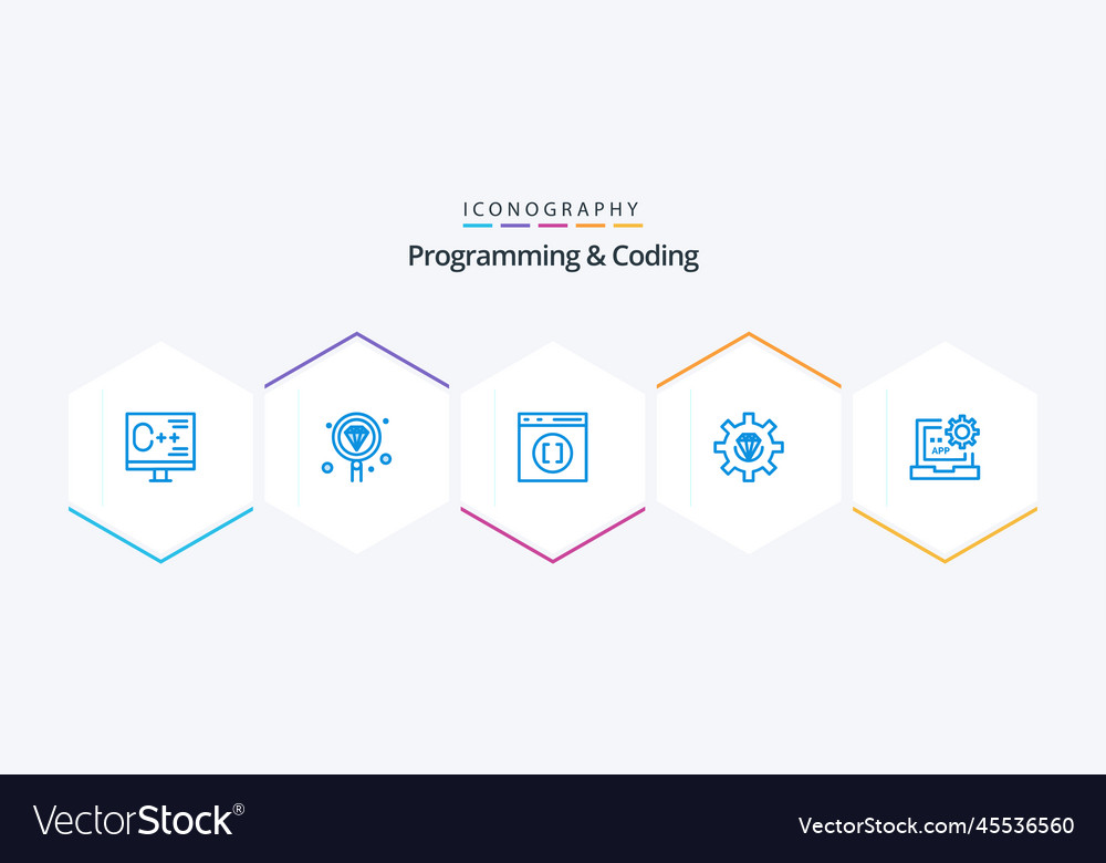 Programming and coding 25 blue icon pack