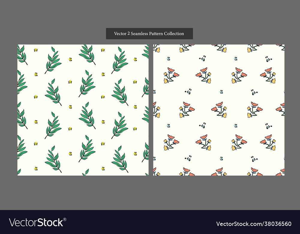 Retro Pen Drawing Outline Tree And Flower Pattern Vector Image