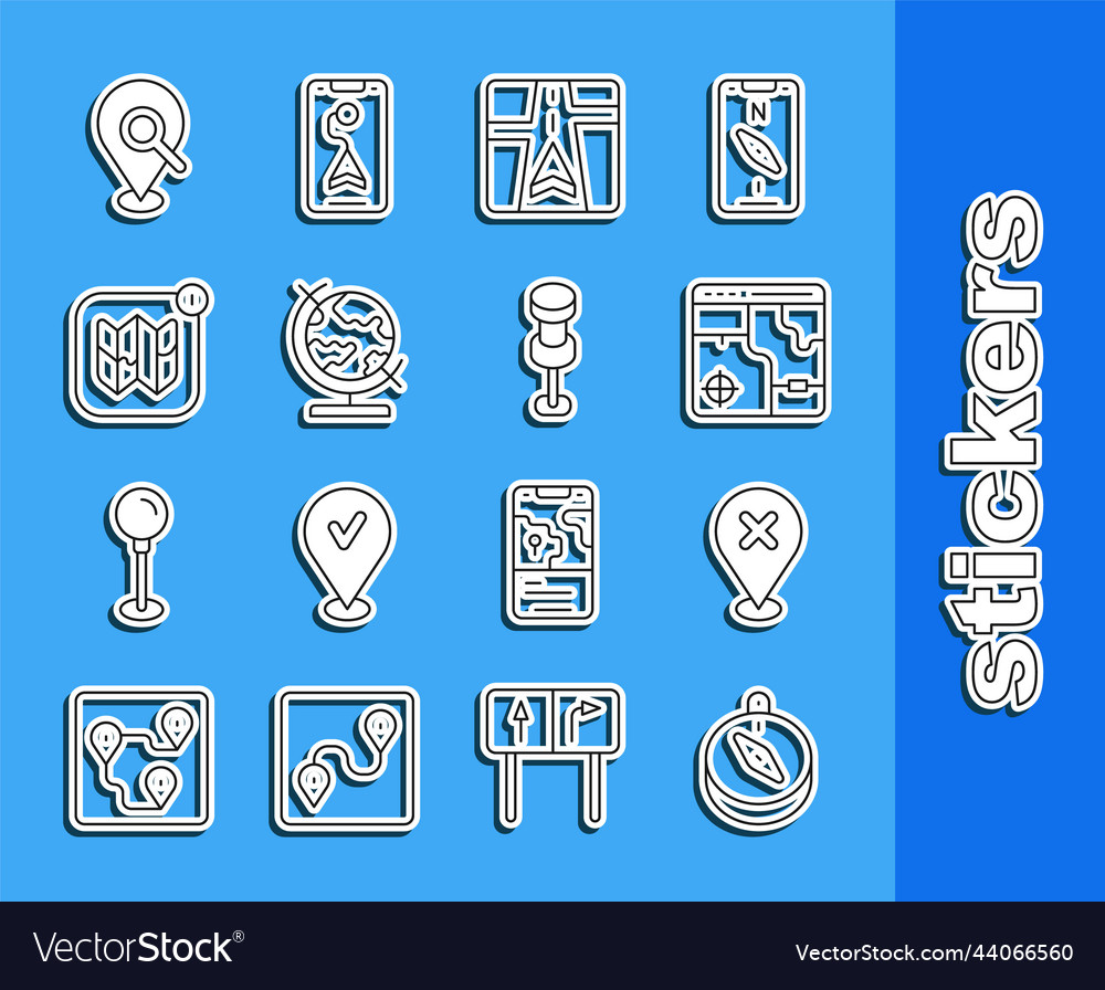 Set line compass location with cross mark Vector Image Set line compass location with cross mark