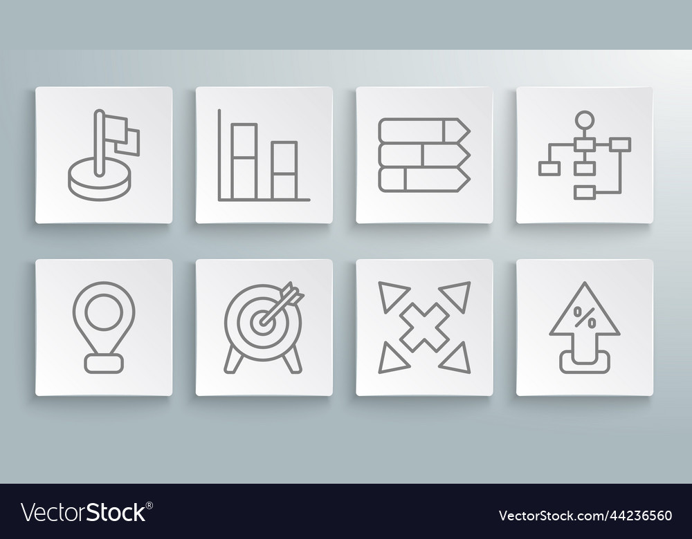 Set line location graph chart diagram target vector image Set line location graph chart diagram target
